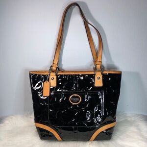 Coach Peyton Embossed Black Patent Leather Tote, Model F22322